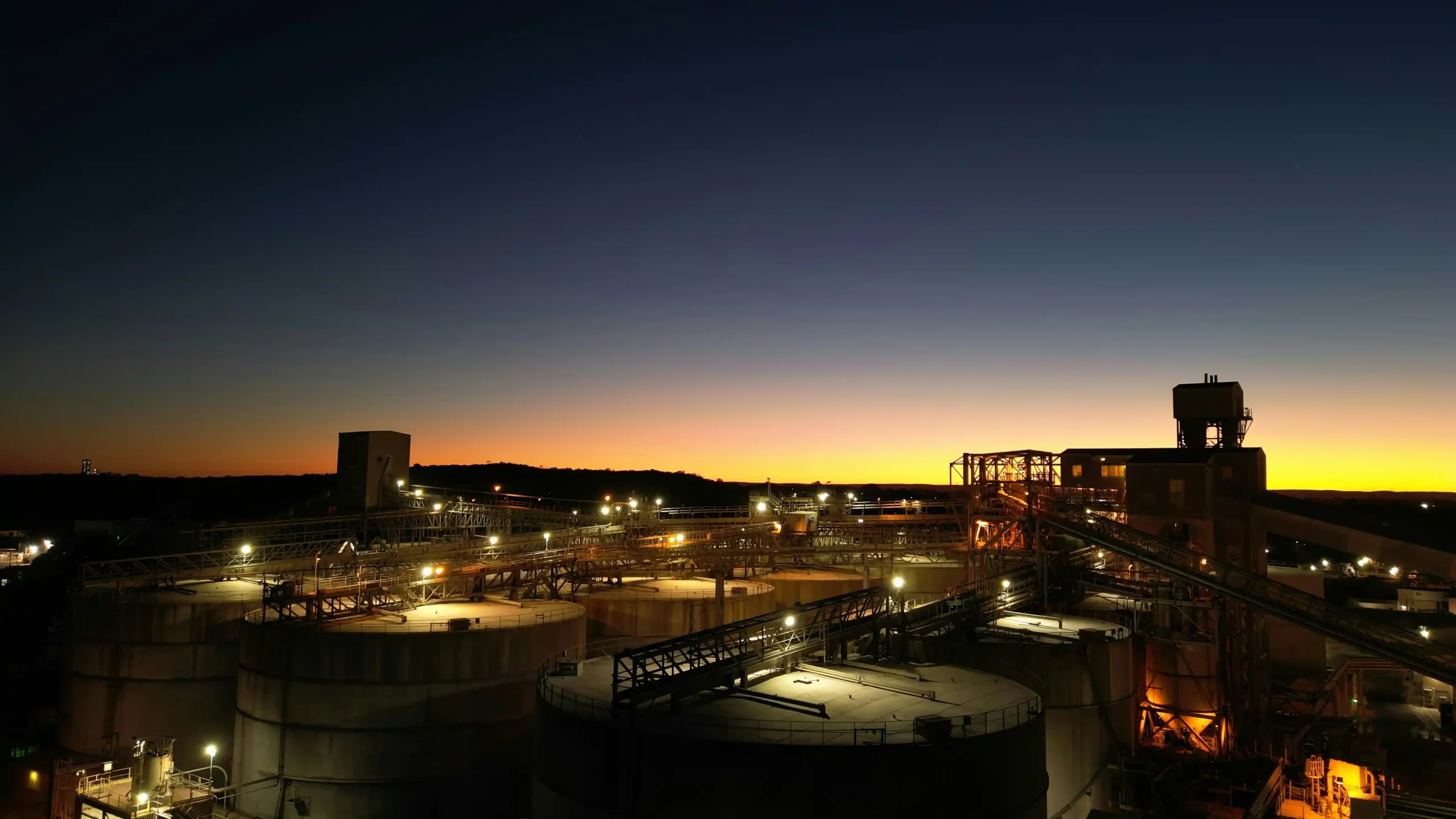 Industrial facility at dusk.